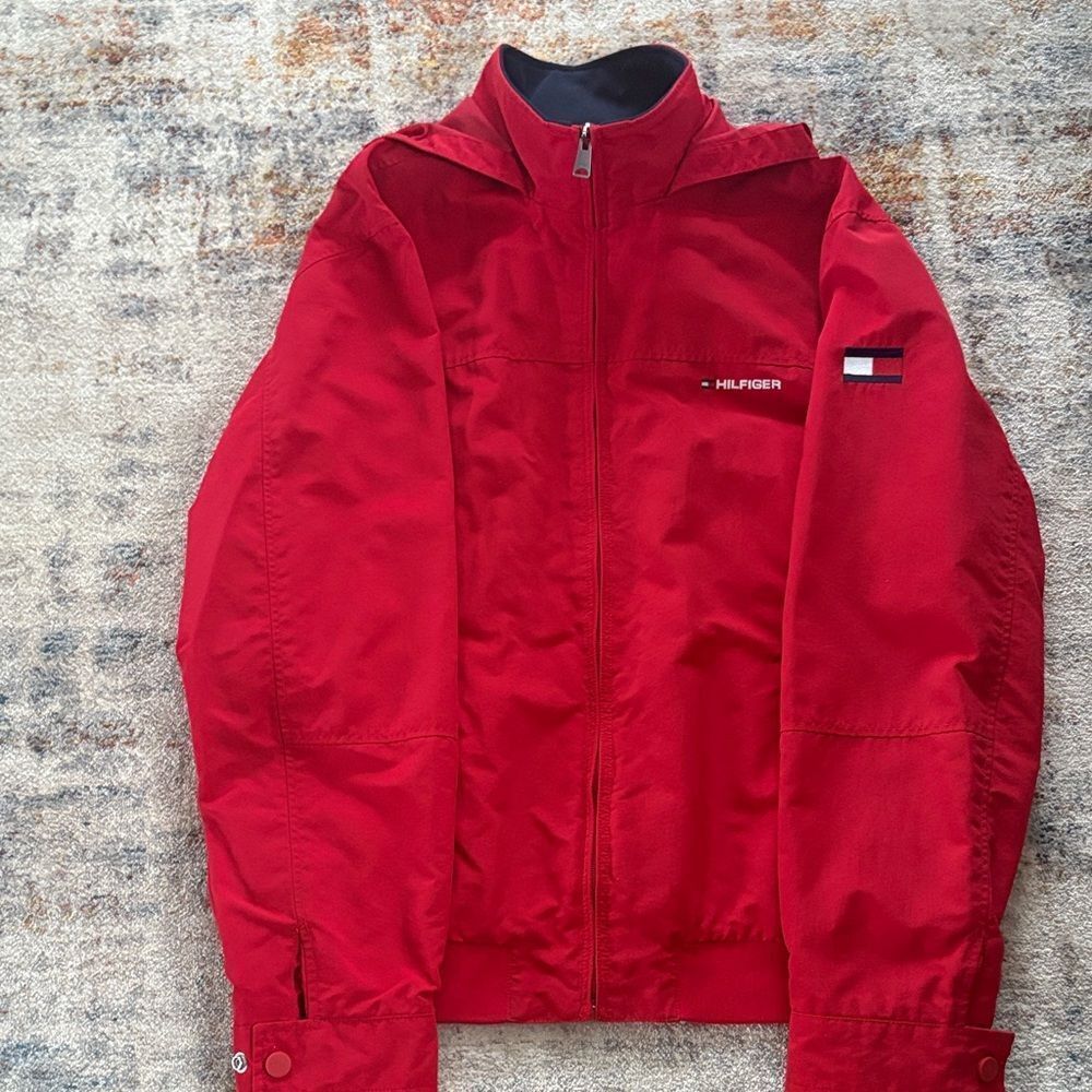 Tommy Hilfiger Men's Red Windbreaker Jacket